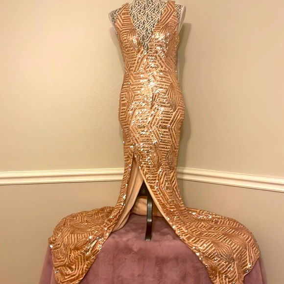 High Low Sequins And Chiffon Dresses Rose Gold